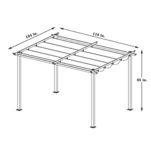 WHNB 10' x 9' Aluminum Retractable Patio Gazebo Garden Pergola with Weather-Resistant Canopy and Stylish Design Grey