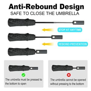 LFLFWY Large Size Reverse Umbrella - Windproof Vented Travel Umbrella Automatic Open and Close, Folding Double Canopy Umbrella with Leather Bag, Best Gift for Men and Women