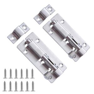 2 pcs door lock bolt barrel sliding latch lock with screws for bathroom toilet shed door furniture pet gate, 3 inch