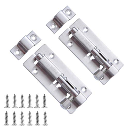 2 Pcs Door Lock Bolt Barrel Sliding Latch Lock with Screws for Bathroom Toilet Shed Door Furniture Pet Gate, 3 Inch