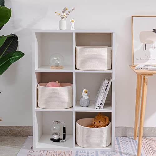 CubesLand Cube Shelf Closet Storage Baskets Bins Set 3,Woven Basket for Organizing/Storage,Long-lasting &Skin-friendly Toy Storage Basket Bin,Stylish Room Decor Basket,Off White Cotton Rope Basket