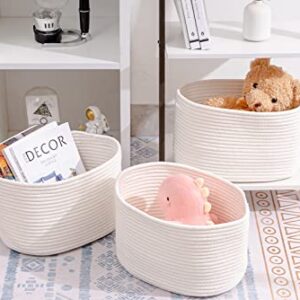 CubesLand Cube Shelf Closet Storage Baskets Bins Set 3,Woven Basket for Organizing/Storage,Long-lasting &Skin-friendly Toy Storage Basket Bin,Stylish Room Decor Basket,Off White Cotton Rope Basket