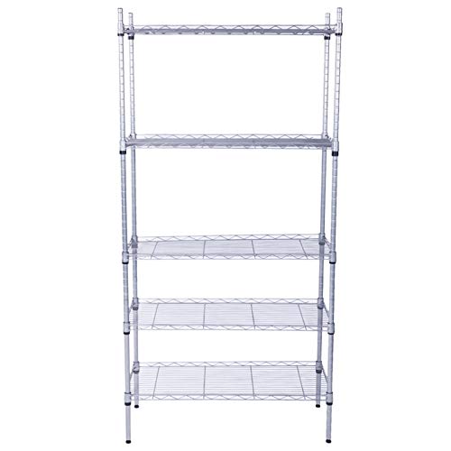 Doredo 5 Tier Wire Shelving Unit, Height Adjustable Wire Shelves, Metal Wire Rack Shelving for Laundry, Kitchen, Bathroom, Pantry, Closet (13.5" D x 29" W x 59" H, Silver)