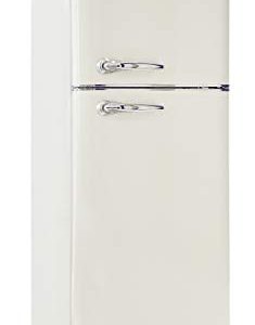 Frigidaire EFR756-CREAM EFR756, 2 Door Apartment Size Retro Refrigerator with Top Freezer, Chrome Handles, 7.5 cu ft, Cream & ESMM100-CREAM Retro Smoothie Maker Blender with Mason Jar, Cream