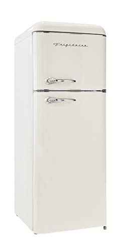 Frigidaire EFR756-CREAM EFR756, 2 Door Apartment Size Retro Refrigerator with Top Freezer, Chrome Handles, 7.5 cu ft, Cream & ESMM100-CREAM Retro Smoothie Maker Blender with Mason Jar, Cream