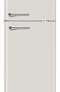 Frigidaire EFR756-CREAM EFR756, 2 Door Apartment Size Retro Refrigerator with Top Freezer, Chrome Handles, 7.5 cu ft, Cream & ESMM100-CREAM Retro Smoothie Maker Blender with Mason Jar, Cream