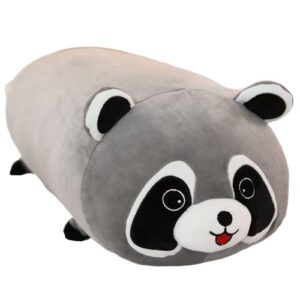 FANGYU Soft Plush Hugging Pillow, Cylindrical Stuffed Animals Doll Toy Kids Gifts for Birthday, Valentine, Christmas (19.6x7.8 inch,Raccoon)