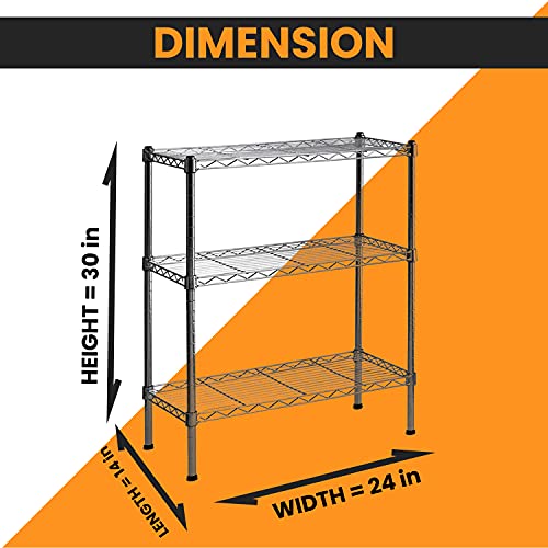 Juggernaut Storage Black 3-Tier Steel Wire Shelving Unit (24 in. W x 30 in. H x 14 in. D)