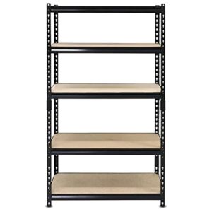 Juggernaut Storage 48" W x 24" D x 72" H Five-Shelf Steel Shelving Unit, 4000 lb Capacity, Black (SS4824-5BLK)