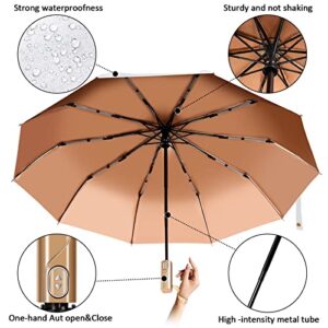 XGVO-IU Umbrella for Rain & Sun Travel Umbrella Windproof Quick-dry Strong High Quality Fashion trend Automatic Folding umbrella(Pure White)