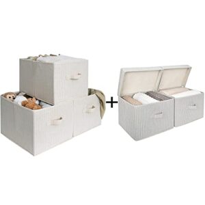storageworks 3-pack storage baskets for shelves + 2-pack decorative storage boxes