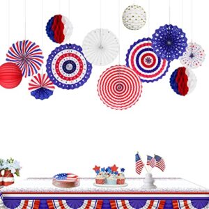 Patriotic Red Blue White Party Decorations for 4th July Independence Day Memorial Day Party Decorations Star Dot Stripe Birthday Wedding Baby Shower Party Hanging Decoration