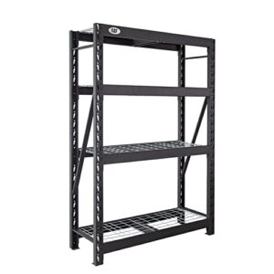 cat 72 inch x 48 inch industrial heavy duty 4 tier adjustable steel shelving unit with hammer granite finish, and 2000 pound weight limit, black