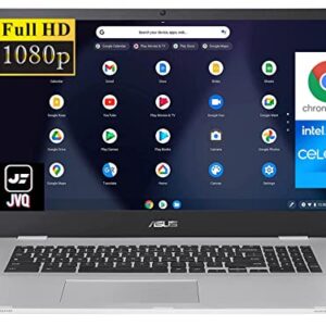 ASUS 2022 Newest Chromebook 17.3" FHD Laptop Computer, Intel Celeron N4500(Up to 2.8GHz), 4GB RAM, 320GB Space(64GB eMMC+256GB Card), WiFi, Bluetooth, Webcam, USB Type-C, Silver, Chrome OS+JVQ MP