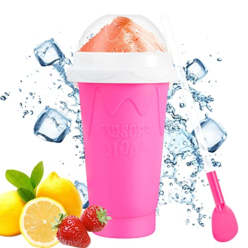 Slushy Cup Slushie Cup, Slushy Maker Cup, Quick Frozen Magic Squeeze Cup, Double Layer Slush Cup Squeeze, Homemade Summer DIY Milk Shake Ice Cream Maker, Cool Stuff Birthday Gifts for Kids (Pink)