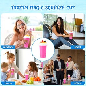 Slushy Cup Slushie Cup, Slushy Maker Cup, Quick Frozen Magic Squeeze Cup, Double Layer Slush Cup Squeeze, Homemade Summer DIY Milk Shake Ice Cream Maker, Cool Stuff Birthday Gifts for Kids (Pink)