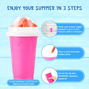 Slushy Cup Slushie Cup, Slushy Maker Cup, Quick Frozen Magic Squeeze Cup, Double Layer Slush Cup Squeeze, Homemade Summer DIY Milk Shake Ice Cream Maker, Cool Stuff Birthday Gifts for Kids (Pink)