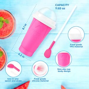 Slushy Cup Slushie Cup, Slushy Maker Cup, Quick Frozen Magic Squeeze Cup, Double Layer Slush Cup Squeeze, Homemade Summer DIY Milk Shake Ice Cream Maker, Cool Stuff Birthday Gifts for Kids (Pink)