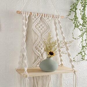 jnnrain macrame shelf macrame wall hanging shelf beige macrame hanging shelves white macrame wall shelf decor plants wall shelf home decor