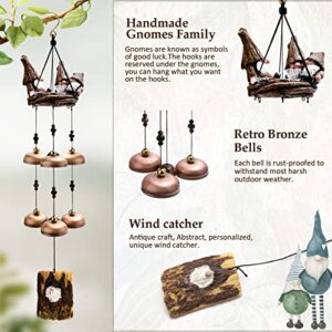 Wind Chimes for Outside, Gnome Wind Chimes with 6 Larger Bells for Mom Dad Daughter Women’s Gift,Outdoor Wind Chimes for Patio Porch Garden Backyard Decor