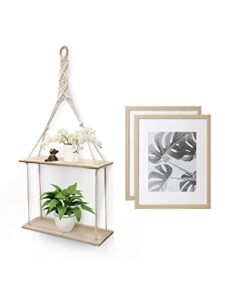 afuly 11x14 picture frame & 2 tier macrame shelf