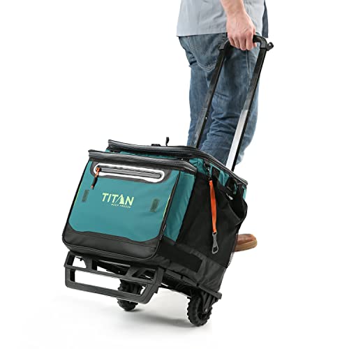 Arctic Zone Titan Deep Freeze Wheeled Cooler - 60 Can Rolling Cooler - Pine Green - Cooler with Deep Freeze Insulation and Detachable All-Terrain Cart with Wheels