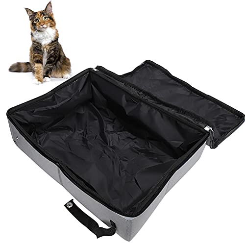 Eurobuy Folding Cat Litter Box Double Zipper Design Portable Waterproof HomeOutdoor Camping Toilet with Cover Easy Sof