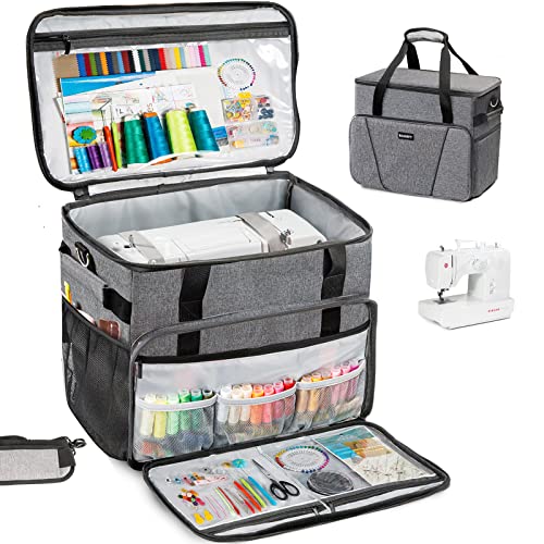 BAGSFY Sewing Machine Case Tote, Travel Case Tote Bag for Sewing Machine, Universal Sewing Box Storage Bag For Brother, Singer, Bernina and Most Standard Size Sewing Machine