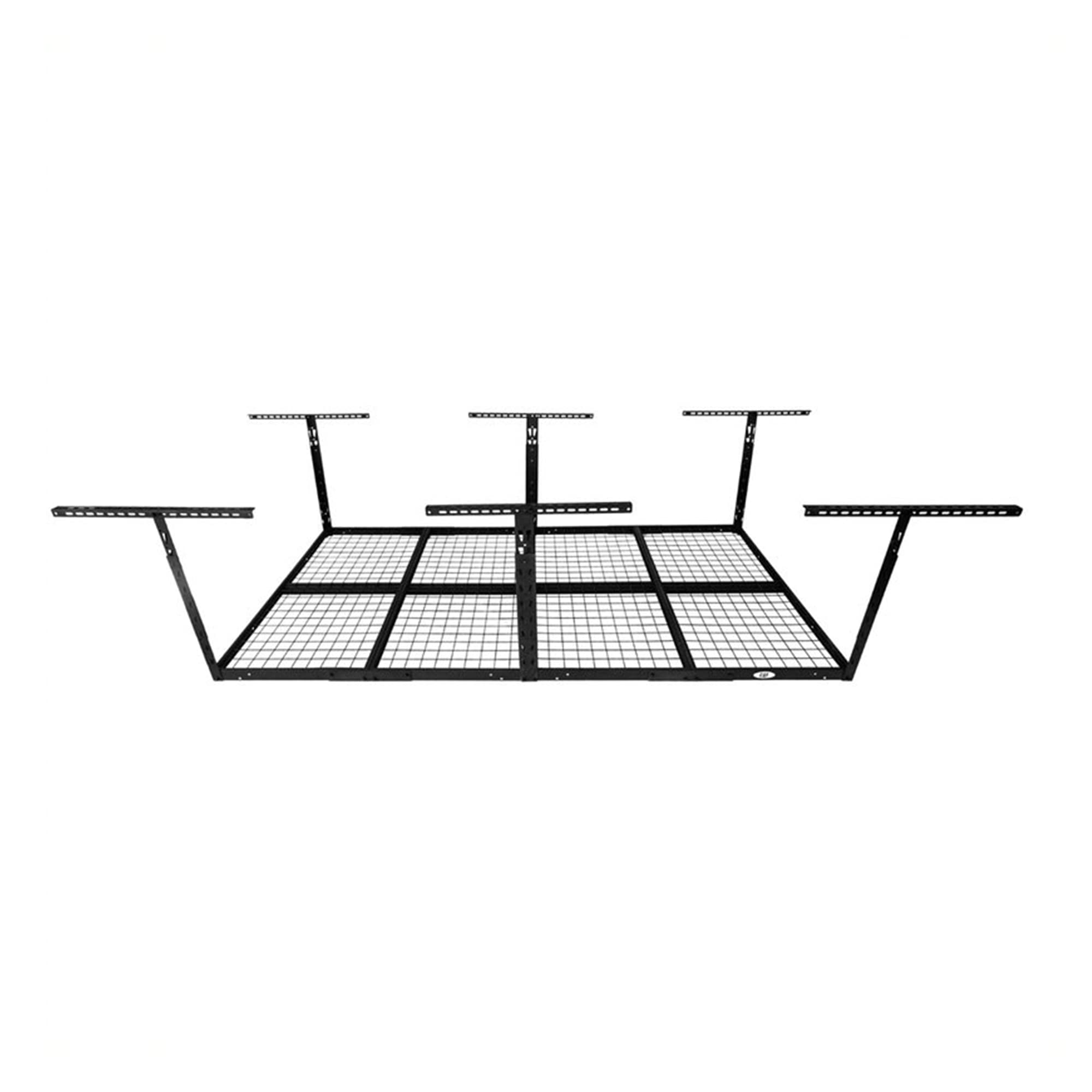 Cat 96 x 48 Inch Adjustable Height Hammer Granite Finished Steel Wire Overhead Garage Ceiling Mount Storage Rack Shelf System, Black