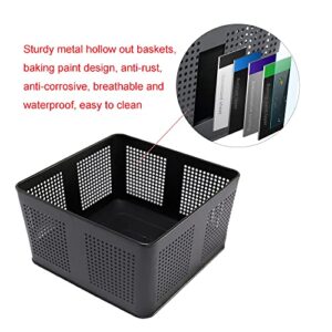 Moxeay Rotating Storage Rack Multi-Layer Kitchen Storage Shelf Square Removable Metal Basket Stackable Fruit Vegetable Storage Bins Household Shelf for Kitchen Bathroom