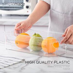 SIMPLEMADE Clear Refrigerator Organizer Bins - Medium Sized (6" x 12.4") Clear Bins for Fridge, Containers for Fridge and Freezer, Multipurpose Storage for Kitchen, Office, Bathroom