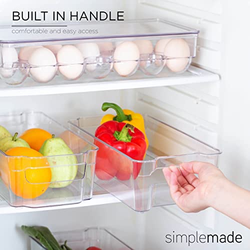 SIMPLEMADE Clear Refrigerator Organizer Bins - Medium Sized (6" x 12.4") Clear Bins for Fridge, Containers for Fridge and Freezer, Multipurpose Storage for Kitchen, Office, Bathroom