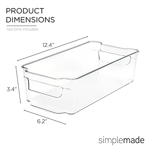 SIMPLEMADE Clear Refrigerator Organizer Bins - Medium Sized (6" x 12.4") Clear Bins for Fridge, Containers for Fridge and Freezer, Multipurpose Storage for Kitchen, Office, Bathroom