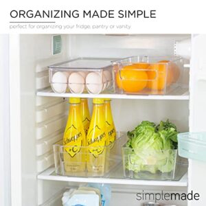 SIMPLEMADE Clear Refrigerator Organizer Bins - Medium Sized (6" x 12.4") Clear Bins for Fridge, Containers for Fridge and Freezer, Multipurpose Storage for Kitchen, Office, Bathroom