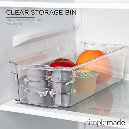 SIMPLEMADE Clear Refrigerator Organizer Bins - Medium Sized (6" x 12.4") Clear Bins for Fridge, Containers for Fridge and Freezer, Multipurpose Storage for Kitchen, Office, Bathroom