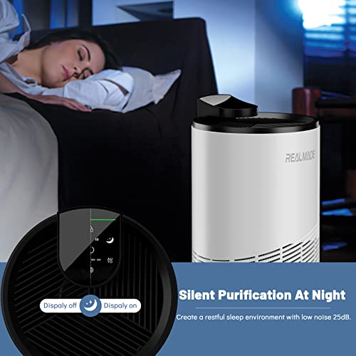Air Purifiers for Home Large Room Up To 1076 sq.ft,REALMADE H13 True HEPA Air Filter for Pets Dander, Dust, Smoke, Smell with 3 Speeds, 4 Timers, PM 2,5 Monitor Hepa Air Purifier for Home