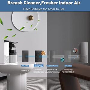 Air Purifiers for Home Large Room Up To 1076 sq.ft,REALMADE H13 True HEPA Air Filter for Pets Dander, Dust, Smoke, Smell with 3 Speeds, 4 Timers, PM 2,5 Monitor Hepa Air Purifier for Home