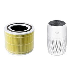 levoit air purifier pet allergy replacement filter, 1 pack, yellow & air purifiers for bedroom home, hepa freshener filter small room cleaner, white