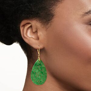 Ross-Simons Carved Jade Teardrop Earrings in 18kt Gold Over Sterling