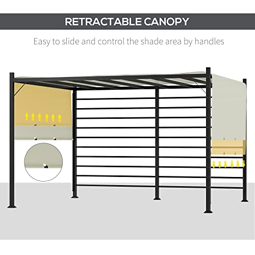 Outsunny 10' x 12' Outdoor Retractable Pergola, Patio Gazebo Canopy Adjustable Sun Shade Shelter for Backyard, Garden Activities, Beige