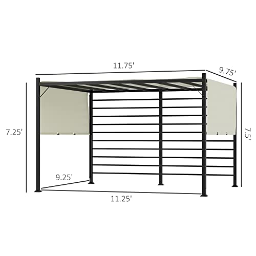 Outsunny 10' x 12' Outdoor Retractable Pergola, Patio Gazebo Canopy Adjustable Sun Shade Shelter for Backyard, Garden Activities, Beige