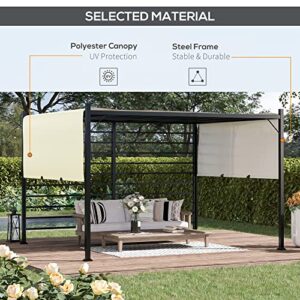 Outsunny 10' x 12' Outdoor Retractable Pergola, Patio Gazebo Canopy Adjustable Sun Shade Shelter for Backyard, Garden Activities, Beige