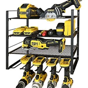 HAVEDAWN 4 Layers Power Tool Organizer, Larger Capacity, Tool Organizers and Storage, Drill Holder Wall Mount, Tool Storage Rack for Garage Pegboard, Cordless Drill Charging Station,Father's Day Gifts