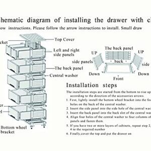 Plastic Drawers Dresser, 19.7x13.8x40.1" Furniture Storage Tower Unit with Wheel Furniture Storage Tower Unit Closet Drawers Tall Dresser Organizer, for Clothes,Playroom,Bedroom - 6 Drawer (Blue)