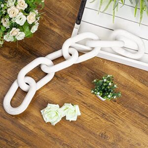 Riviera White Oaks Wood Chain Link Decor – 26.4 Inch Chain Link Farmhouse Decor – Premium Hand Carved Wood Decor for Coffee Table, Book Shelf – Upgraded Design with 6 Links (White Washed)