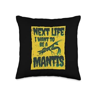 praying mantis gifts & accessories next life i want entomology praying mantis throw pillow, 16x16, multicolor