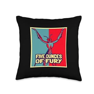 praying mantis gifts & accessories five ounces of fury-insect entomology praying mantis throw pillow, 16x16, multicolor