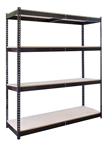 Shelving Inc. 24" d x 48" w x 84" h - 4-Shelf Black Double Rivet Starter Unit - Particle Board Decking