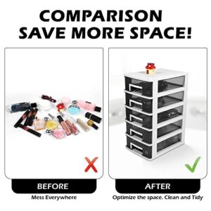 BESPORTBLE Plastic Storage Drawers: 5 Multi-layer Storage Rack Drawer Storage Organizer White Frame with Clear locker Drawers storage box