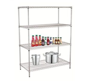 baoz 4 tier heavy duty storage shelving unit with adjustable layers metal wire storage rack for pantry closet kitchen restaurant (47.2" x 17.7" x 61", chrome-plated)